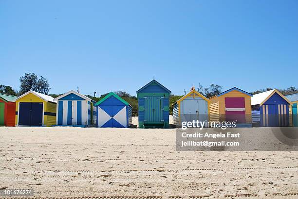 beach boxes - brighton beach stock pictures, royalty-free photos & images