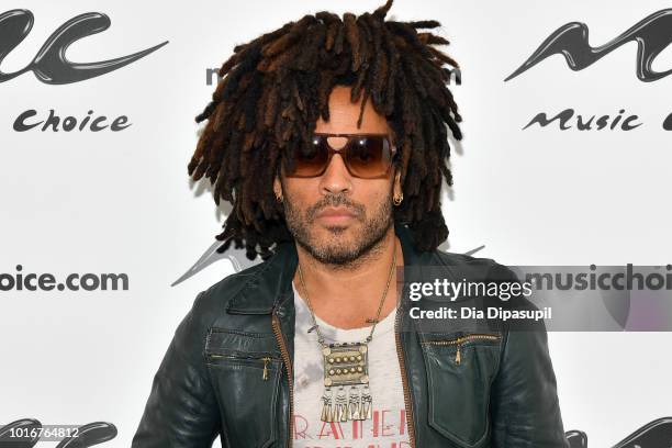 Lenny Kravitz visits Music Choice on August 14, 2018 in New York City.