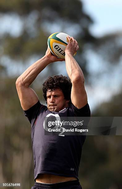 Dan Ward-Smith catches the ball during the England rugby training session held at McGillveray Oval on June 7, 2010 in Perth, Australia.