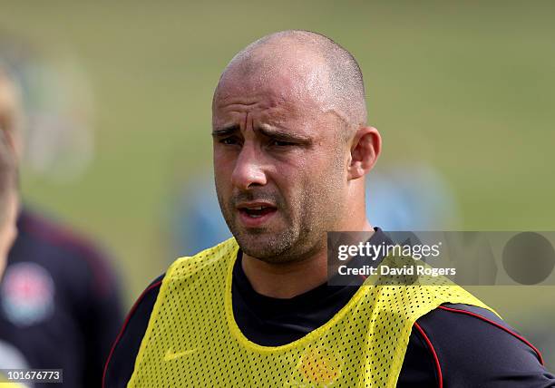 David Flatman looks on during the England rugby training session held at McGillveray Oval on June 7, 2010 in Perth, Australia.