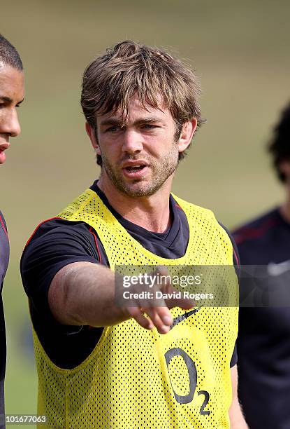 Geoff Parling looks on during the England rugby training session held at McGillveray Oval on June 7, 2010 in Perth, Australia.