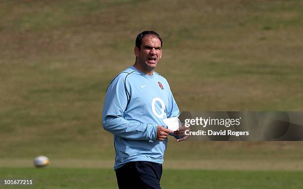 Martin Johnson, the England manager looks on during the England rugby training session held at McGillveray Oval on June 7, 2010 in Perth, Australia.