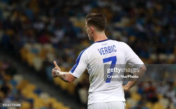 Dynamo Kiev's Benjamin Verbic reacts during during the return match of the third qualifying round of the Champions League between Dynamo Kiev and...