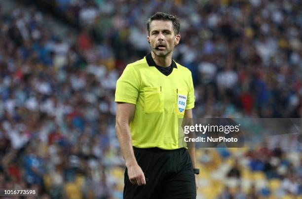 Referee Daniel Stefanski during the return match of the third qualifying round of the Champions League between Dynamo Kiev and Slavia Prague at the...