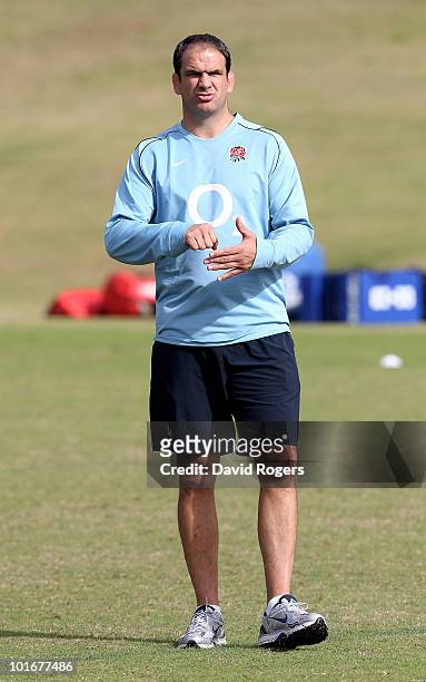 Martin Johnson, the England manager looks on during the England rugby training session held at McGillveray Oval on June 7, 2010 in Perth, Australia.