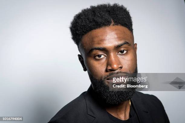 Jaylen Brown, a professional basketball player with the National Basketball Association's Boston Celtics, stands for a photograph after a Bloomberg...
