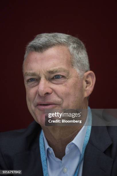 Tony Ressler, chairman and co-founder of Ares Management LLC, speaks during an interview in New York, U.S., on Tuesday, Aug. 14, 2018. Ares...