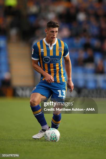 James Bolton of Shrewsbury Town during the Carabao Cup First Round match between Shrewsbury Town and Burton Albion at Montgomery Waters Meadow on...