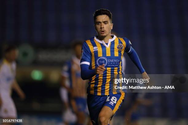 Alex Gilliead of Shrewsbury Town during the Carabao Cup First Round match between Shrewsbury Town and Burton Albion at Montgomery Waters Meadow on...