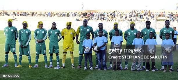 Nigeria's football team midfielder Dickson Etuhu, midfielder Lukman Haruna, striker Peter Osaze Odemwingie, defender Chidi Odiah, goalkeeper Vincent...