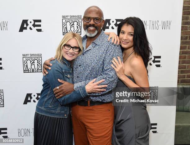 Actor Maureen McCormick, Best Buddies VP Mark Wylie, and actor Kelly Hu attend the "Born This Way" Season 4 Brunch Event at Catch on August 14, 2018...