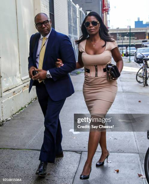 Omarosa Manigault Newman and John Allen Newman are seen arriving at The Daily Show on August 14, 2018 in New York, New York.
