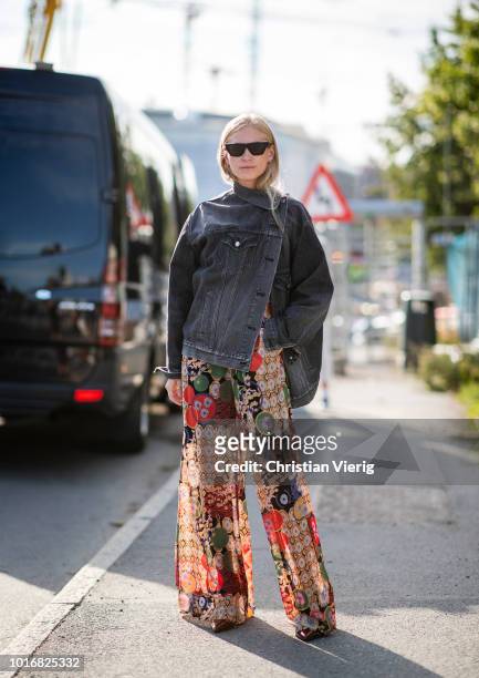 Tine Andrea seen outside byTiMo during Oslo Runway SS19 on August 14, 2018 in Oslo, Norway.