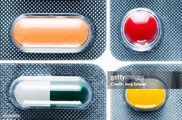 various pills in blister packs - what are blister packs stock pictures, royalty-free photos & images