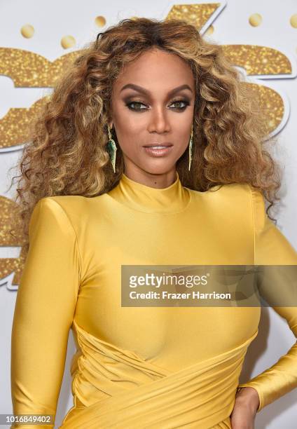 Tyra Banks attends the "America's Got Talent" Season 13 Live Show at Dolby Theatre on August 14, 2018 in Hollywood, California.