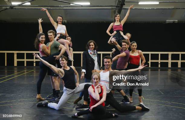 Tina Arena performs alongside ensemble cast members during rehearsals for Evita The Musical on August 15, 2018 in Sydney, Australia.