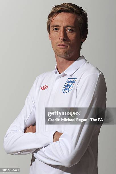 Peter Crouch poses for a portrait on June 4, 2010 in Rustenburg, South Africa.