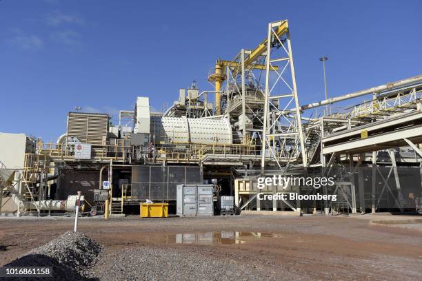 The crushing mill stands at the processing plant at Granny Smith gold mine , operated by Gold Fields Ltd., outside of Laverton, Western Australia,...