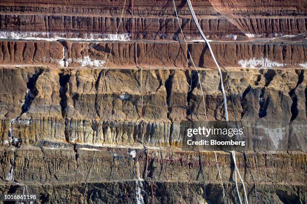 The wall of an open pit mine is seen at the Granny Smith gold mine , operated by Gold Fields Ltd., outside of Laverton, Western Australia, Australia,...