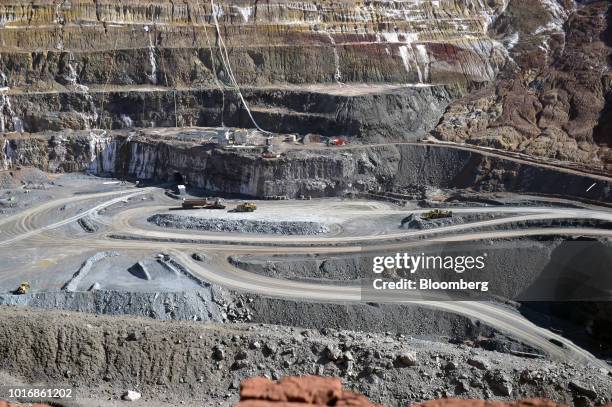 Heavy equipment operates in an open pit mine at the Granny Smith gold mine , operated by Gold Fields Ltd., outside of Laverton, Western Australia,...