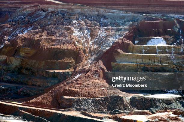 The wall of an open pit mine is seen at the Granny Smith gold mine , operated by Gold Fields Ltd., outside of Laverton, Western Australia, Australia,...