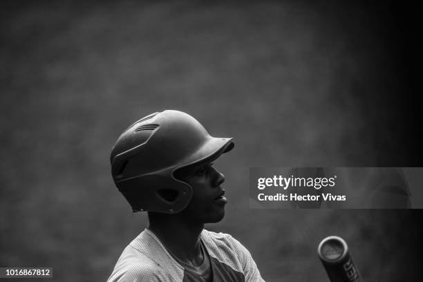 Kevin Alcolea of Cuba looks on during the WBSC U-15 World Cup Group B match between Netherlands and Cuba at Estadio Rico Cedeno on August 10, 2018 in...