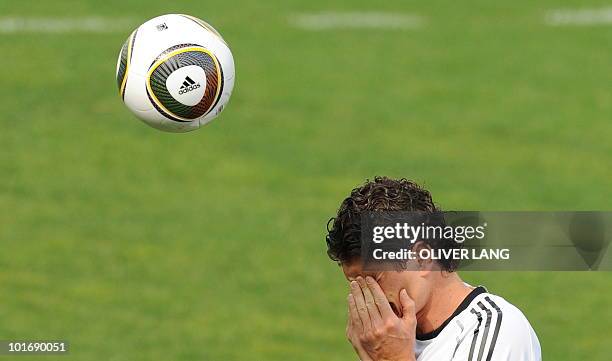 German forward Mario Gomez takes part in a training session in Appiano May 28, 2010. The German football team is currently taking part in a 12-day...