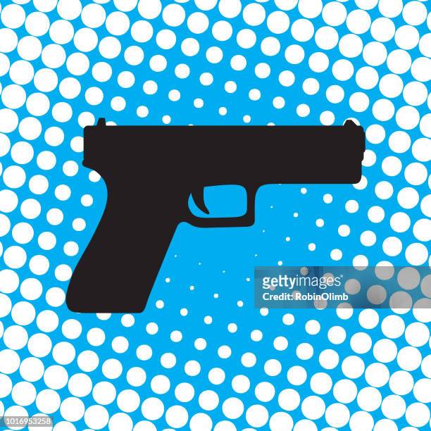 halftone handgun icon - trigger warning stock illustrations