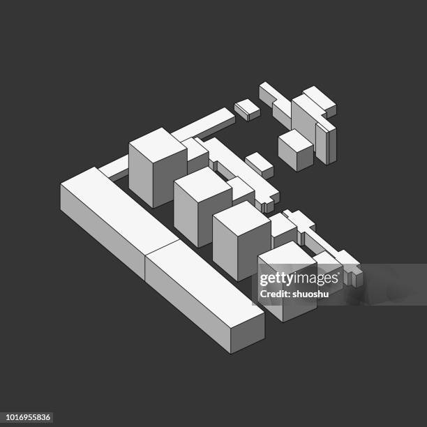 vector of 3d architecture model - building models stock illustrations