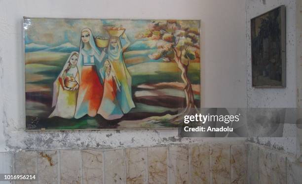 Painting is displayed at Idlib Museum in Idlib, Syria on August 14, 2018. Museum was closed due to attacks by Assad Regime and reopened after 3...