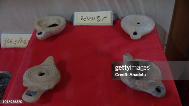 Historical artifacts are displayed at Idlib Museum in Idlib, Syria on August 14, 2018. Museum was closed due to attacks by Assad Regime and reopened...