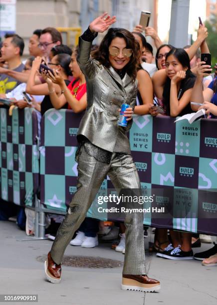 Actress Michelle Yeoh is seen leaving aol live in soho on August 14, 2018 in New York City.