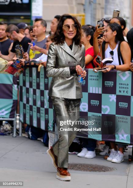 Actress Michelle Yeoh is seen leaving aol live in soho on August 14, 2018 in New York City.