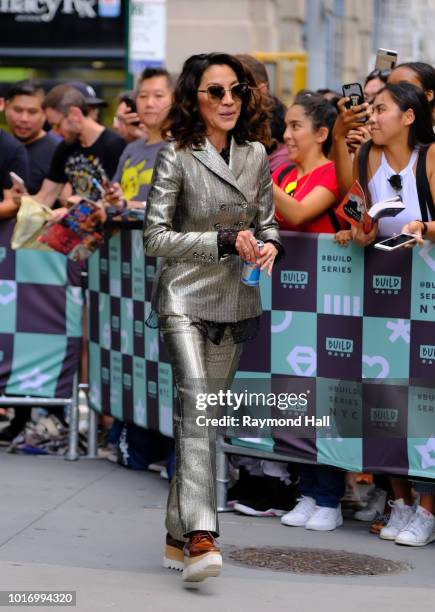 Actress Michelle Yeoh is seen leaving aol live in soho on August 14, 2018 in New York City.