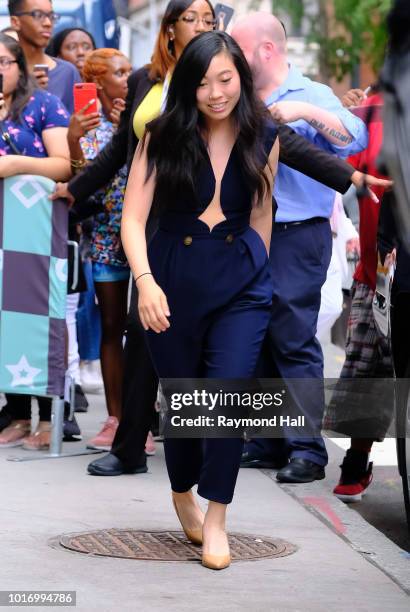 Actress Awkwafina is seen arriving at Aol Live on August 14, 2018 in New York City.