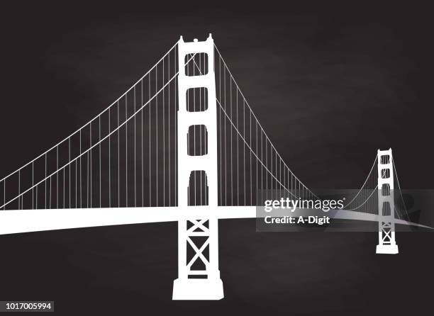 majestätische hängebrücke kreide san francisco - san francisco stock-grafiken, -clipart, -cartoons und -symbole