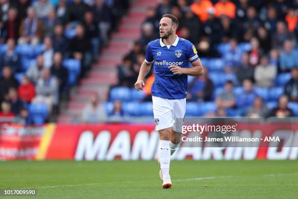 Dan Gardner of Oldham Athletic during the Carabao Cup First Round match between Oldham Athletic and Derby County at Boundry Park on August 14, 2018...