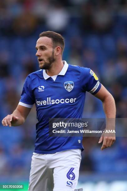 Dan Gardner of Oldham Athletic during the Carabao Cup First Round match between Oldham Athletic and Derby County at Boundry Park on August 14, 2018...