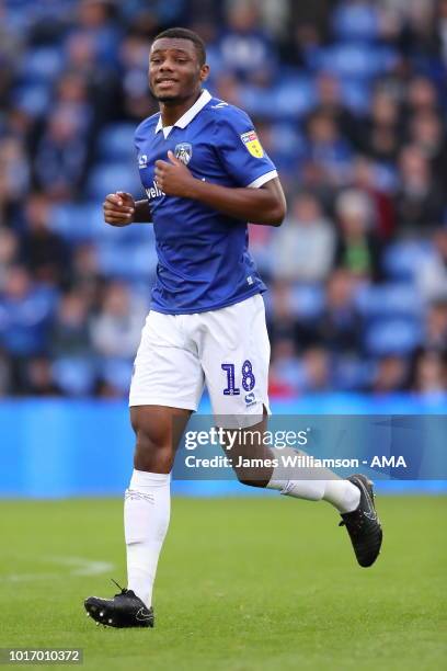 Samuel Graham of Oldham Athletic during the Carabao Cup First Round match between Oldham Athletic and Derby County at Boundry Park on August 14, 2018...