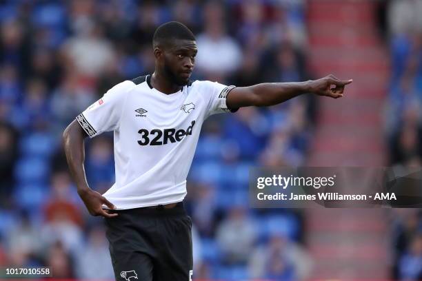 Fikayo Tomori of Derby County during the Carabao Cup First Round match between Oldham Athletic and Derby County at Boundry Park on August 14, 2018 in...