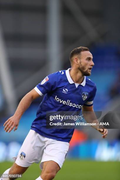 Dan Gardner of Oldham Athletic during the Carabao Cup First Round match between Oldham Athletic and Derby County at Boundry Park on August 14, 2018...