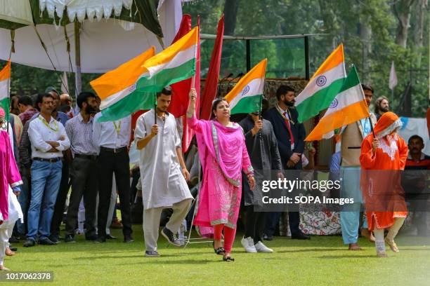 Artists performs traditional folk during celebrations of India's independence day in Srinagar summer capital of Indian administered Kashmir. India...