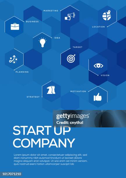 start up company. brochure template layout, cover design - professionals talking tablet stock illustrations