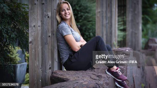 Giulia Gwinn of Germany poses for a photo at the team hotel during the FIFA U-20 Women's World Cup France 2018 on August 15, 2018 in Ploermel, France.