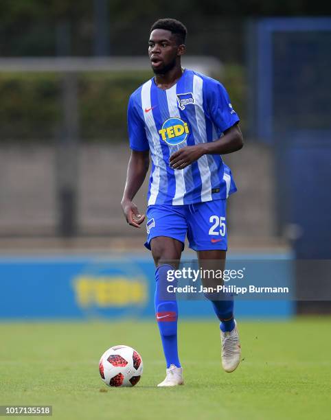 Jordan Torunarigha of Hertha BSC during the game between Hertha BSC and Hallescher FC at the Amateurstadion on august 15, 2018 in Berlin, Germany.