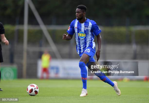 Jordan Torunarigha of Hertha BSC during the game between Hertha BSC and Hallescher FC at the Amateurstadion on august 15, 2018 in Berlin, Germany.