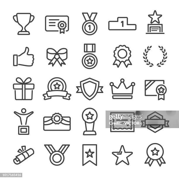 award and honor icons - smart line series - bay tree stock illustrations