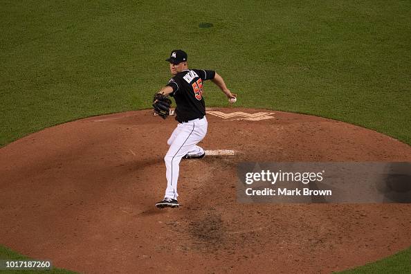 Drew Rucinski Drew Rucinski of the Miami Marlins pitches in the seventh inning ...