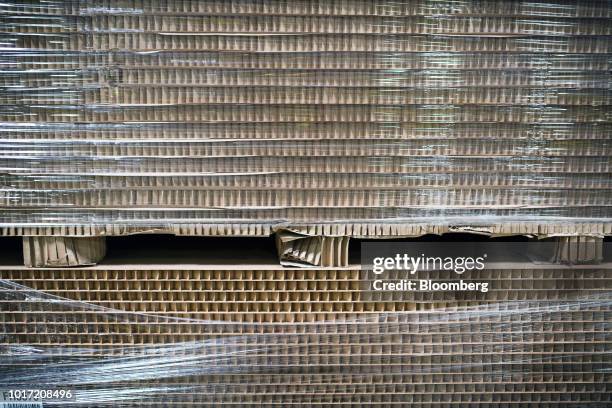 Raw thick-walled cardboard sits stacked at the Great Little Box Co. Manufacturing facility in Vancouver, British Columbia, Canada, on Friday, Aug....