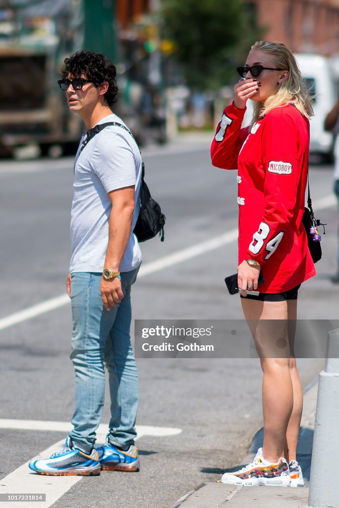 Joe Jonas and Sophie Turner are seen in NoHo on August 15, 2018 in